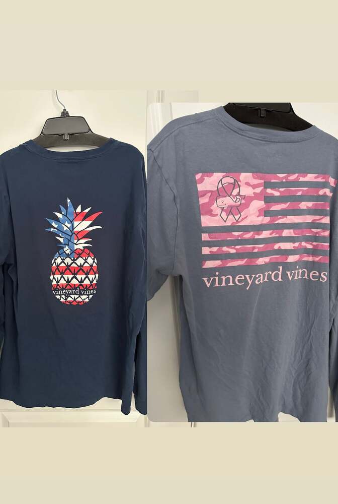 Vineyard Vines Shirt Size M Breast Cancer Awareness and American Flag